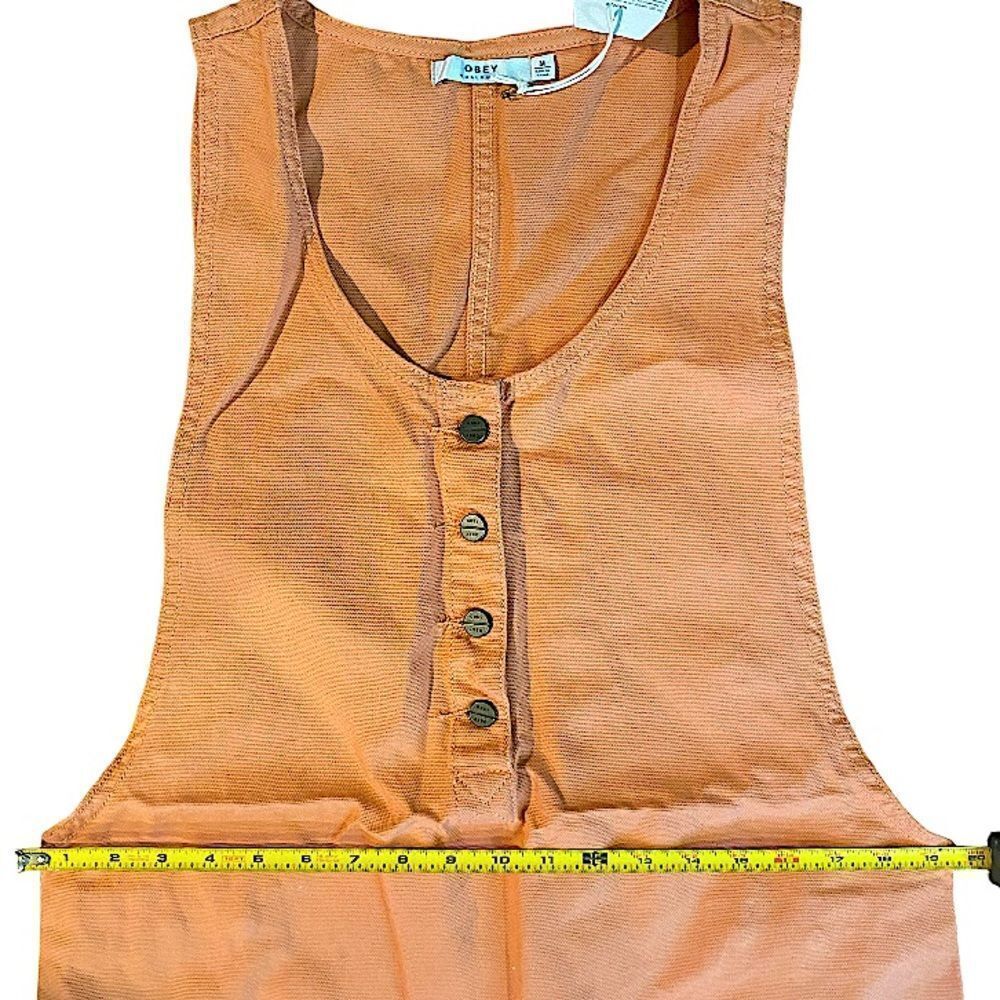 Obey Worldwide Womens Medium Apron Dress New Dusty Coral Utility Sleeveless - Picture 6 of 8